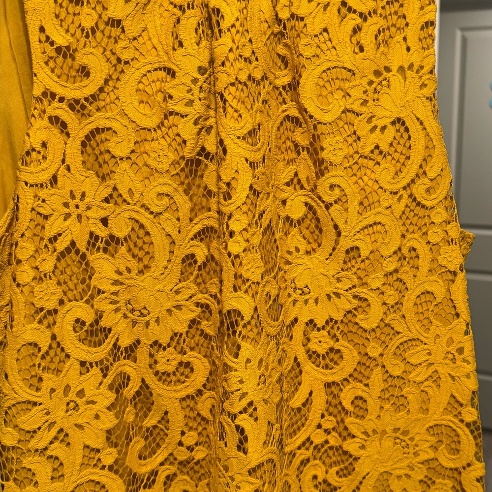 LOFT Mustard Yellow Lace Blouse